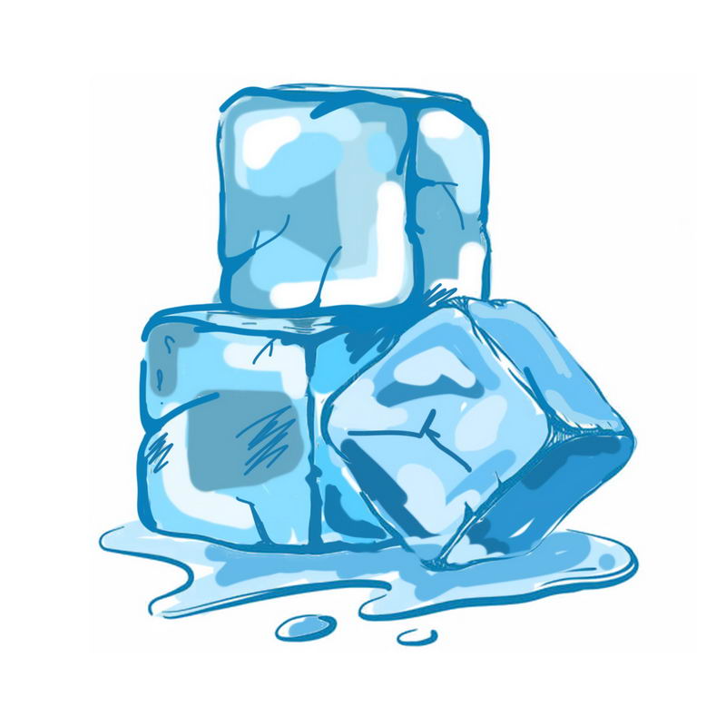 手绘风格蓝色方形冰块1836718免抠图片素材