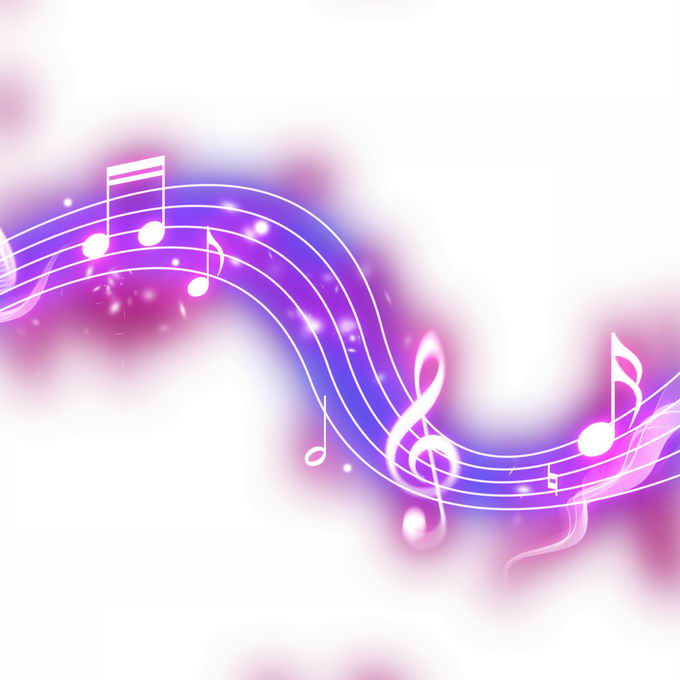 跳动的紫色音乐音符发光绚丽五线谱效果5166087免抠图片素材 效果元素-第1张