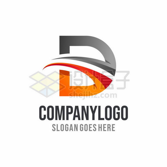 灰色和橙色大写字母D创意logo设计标志5648536矢量图片免抠素材 标志LOGO-第1张