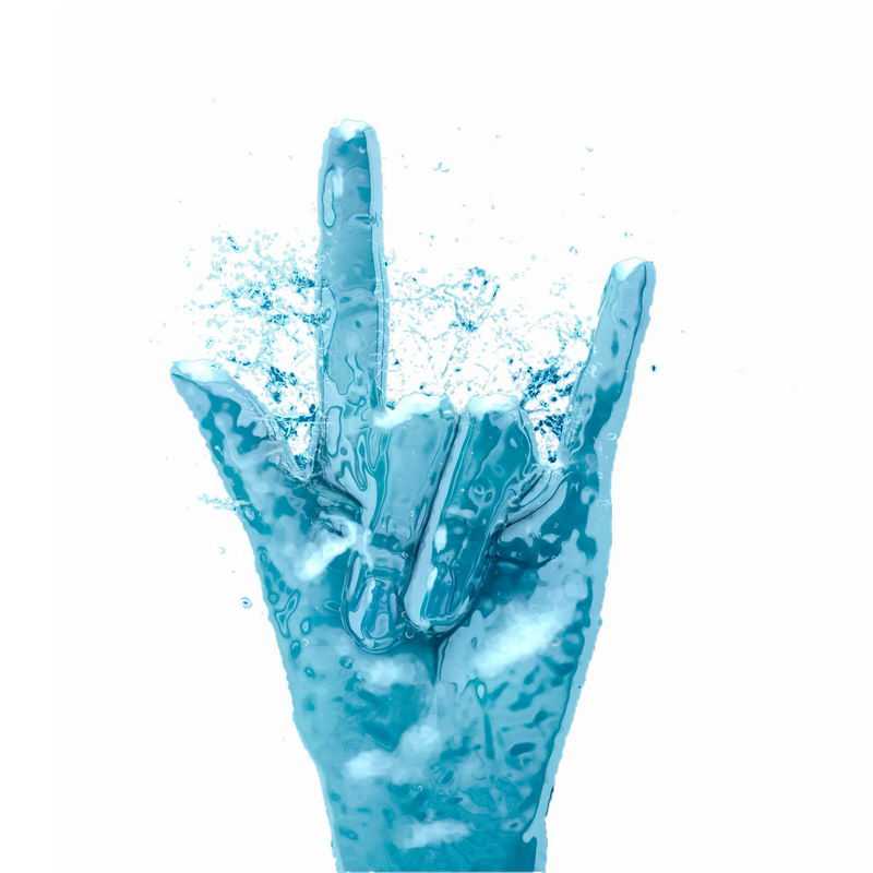 液化效果蓝色食指拇指手指手势液态水效果6352555免抠图片素材