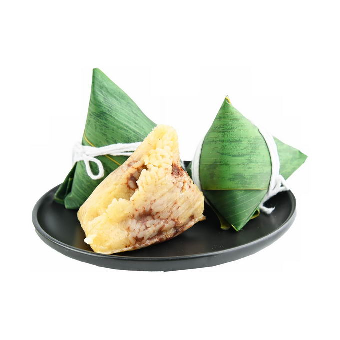 盘子中的3个端午节肉粽子传统美味美食6106672png免抠图片素材 生活素材-第1张