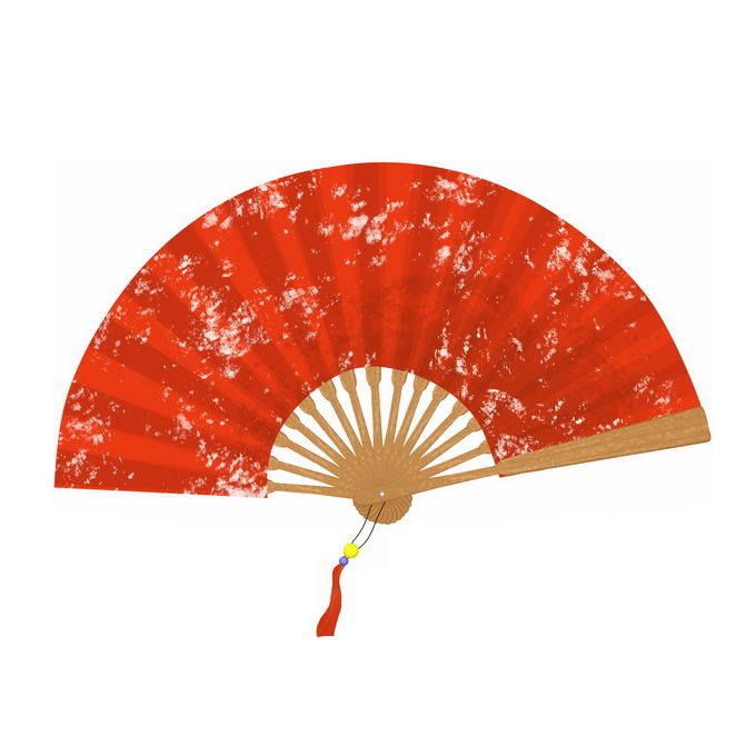 大红色中国风折扇子免抠图片素材 设计盒子
