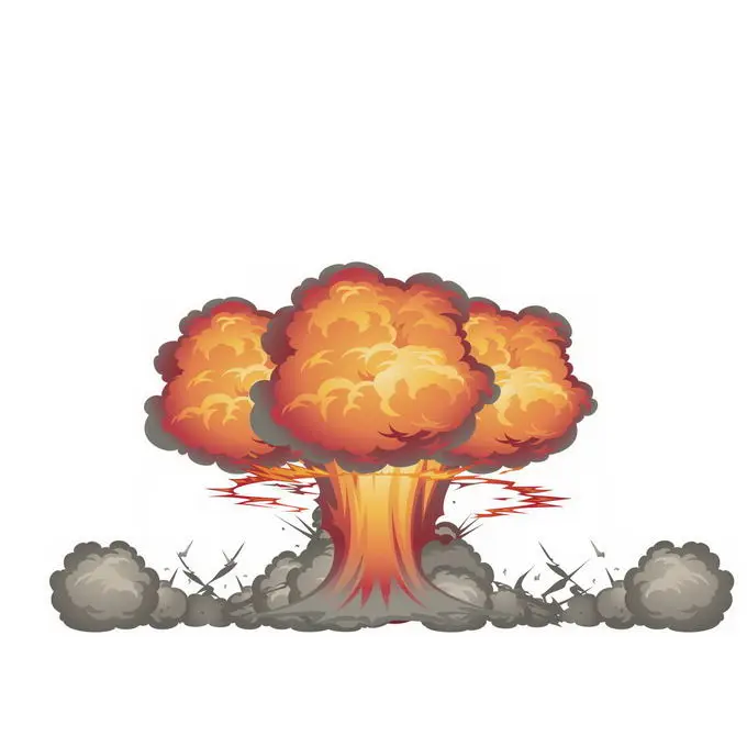 卡通漫画风格原子弹炸弹爆炸产生的蘑菇云效果3835254矢量图片免抠素材 效果元素-第1张