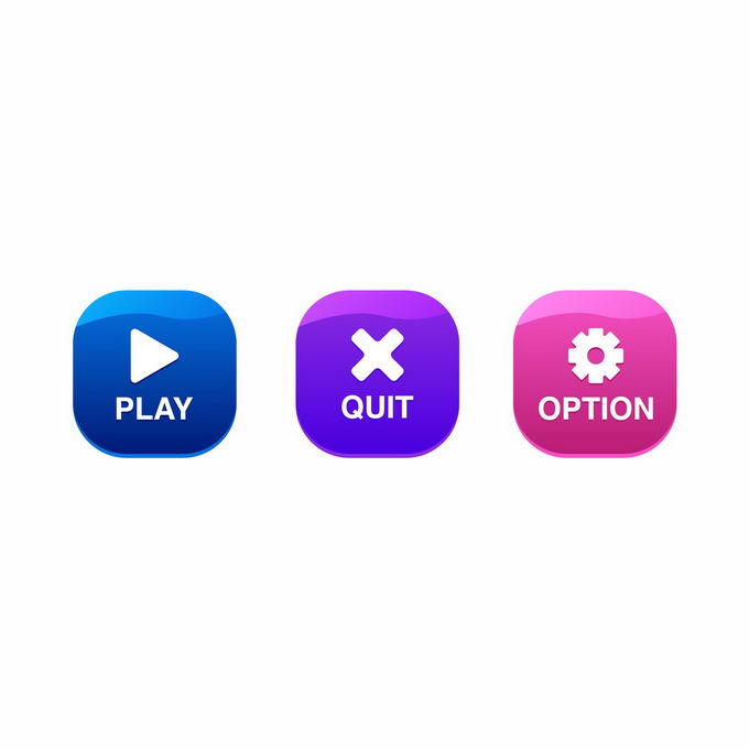 3款蓝色紫色和红色卡通圆角按钮3982607矢量图片免抠素材 UI-第1张