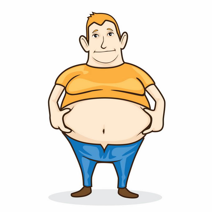 卡通胖子露出自己的大肚子捏一捏肥胖症7510851矢量图片免抠素材免费
