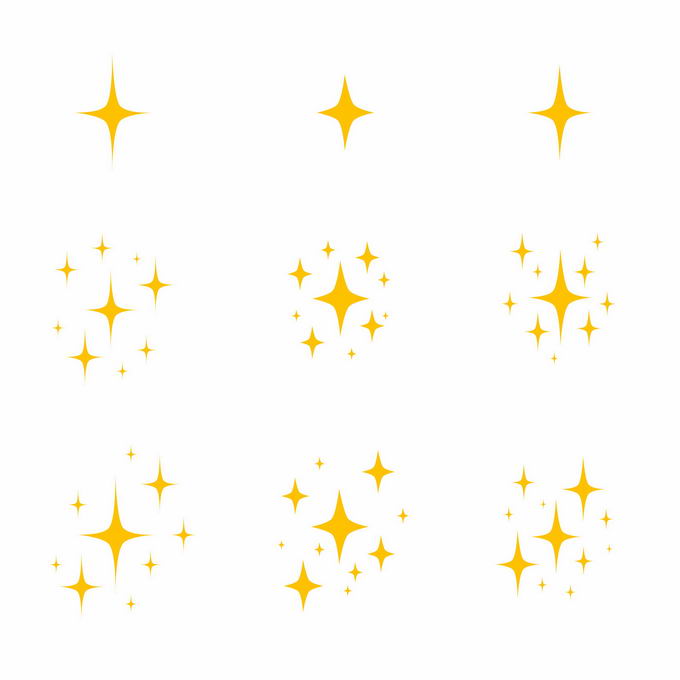 9款闪闪的黄色星星图案星芒图案矢量图片免抠素材免费下载 设计盒子