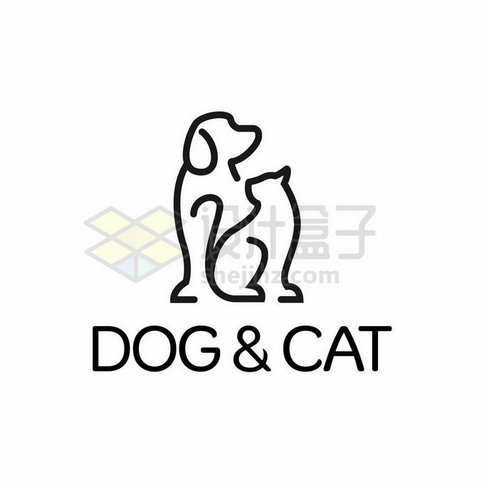 线条风格猫咪和狗狗创意宠物类logo标志设计7189876矢量图片免抠素材 标志LOGO-第1张