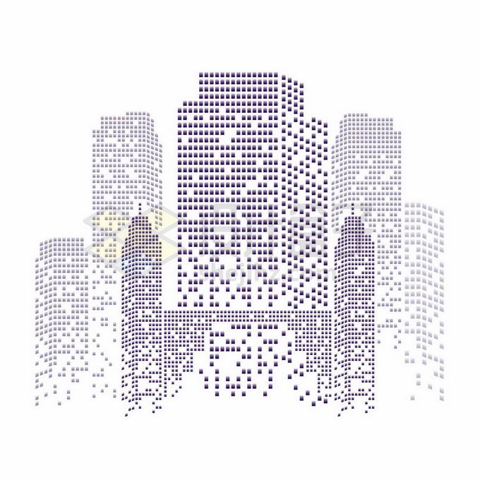 紫色方块组成的城市天际线高楼大厦建筑图案8456903矢量图片免抠素材 建筑装修-第1张