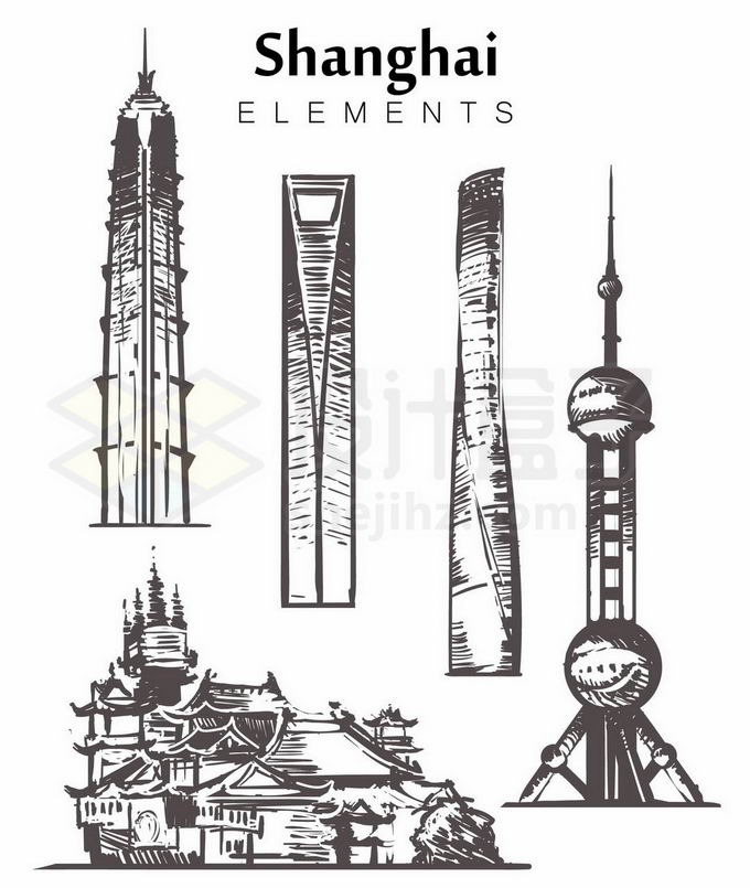 手绘上海中心大厦图片