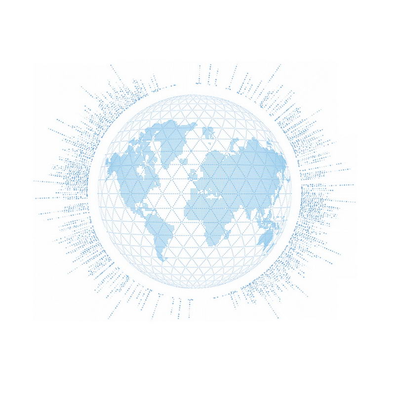 科技风格蓝色小圆点组成的地球世界地图9743125免抠图片素材 科学地理-第1张