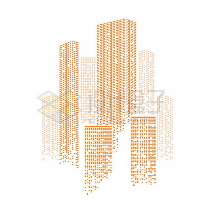 橙色方块组成的城市天际线高楼大厦建筑图案8626805矢量图片免抠素材 建筑装修-第1张