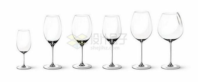 6款不同体态的玻璃杯葡萄酒杯高脚杯4963130矢量图片免抠素材 生活素材-第1张