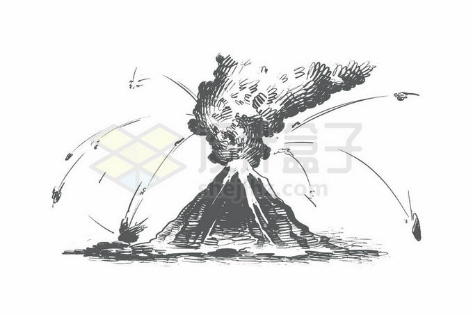 剧烈的火山爆发手绘涂鸦插画8042352矢量图片免抠素材免费下载
