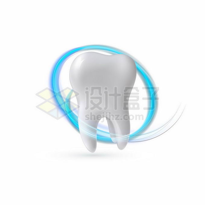 蓝色发光光环环绕的洁白牙齿象征了牙齿保健1709855矢量图片免抠素材 健康医疗-第1张