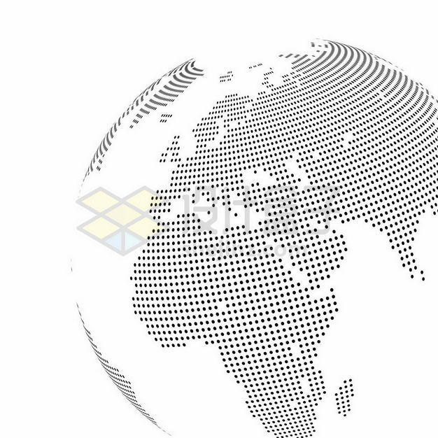 黑色小圆点组成的地球世界地图定位在非洲大陆和欧洲上空2304306矢量图片免抠素材 科学地理-第1张
