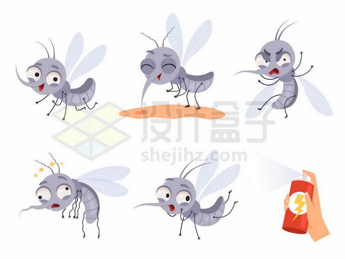 5款卡通蚊子和杀虫剂喷雾5697166矢量图片免抠素材免费下载 生物自然-第1张
