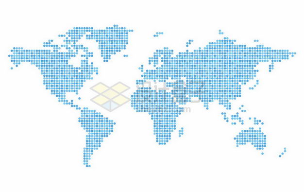 不同深度的蓝色圆点组成的世界地图6424501矢量图片免抠素材 科学地理-第1张