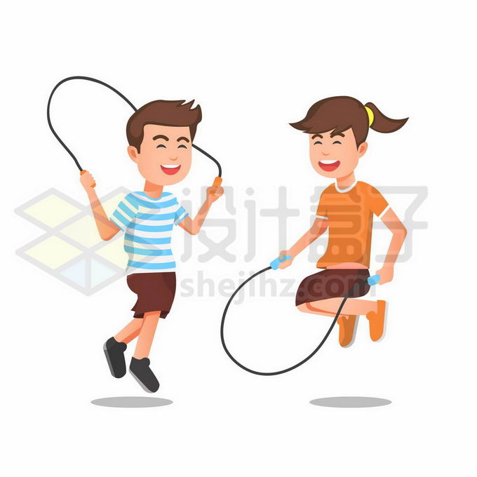 2个正在跳绳的卡通男孩女孩6626433矢量图片免抠素材免费下载 休闲娱乐-第1张