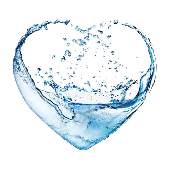 心形蓝色水花组成的液态水效果6040149矢量图片免抠素材免费下载