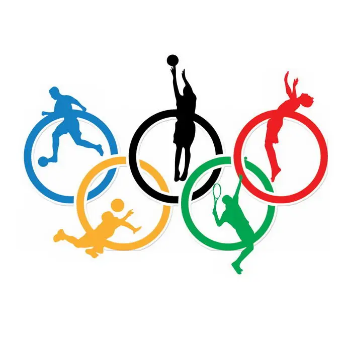奥运五环奥运会标志和足球篮球羽毛球等运动剪影1423387矢量图片免抠素材免费下载 休闲娱乐-第1张