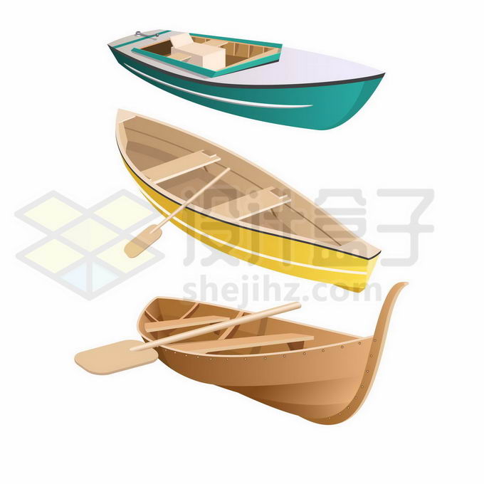 3款小木船和船桨5300385矢量图片免抠素材免费下载 交通运输-第1张