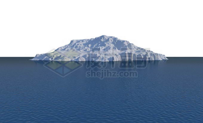 蔚蓝色大海中厚厚积雪覆盖的冰川雪山冰山8802543PSD免抠图片素材 生物自然-第1张