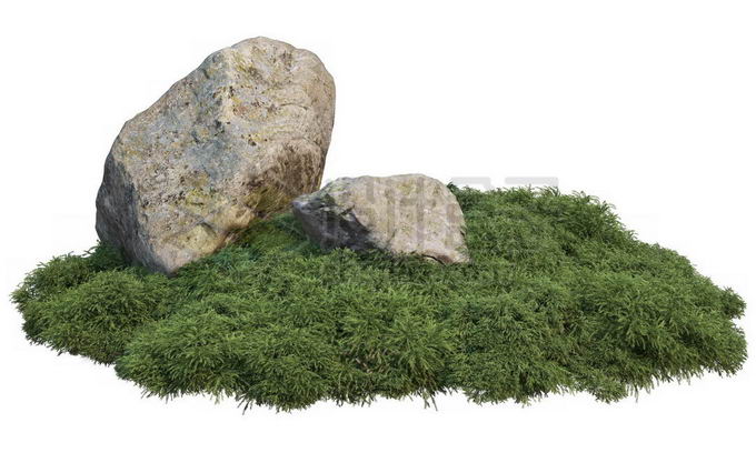 青草地上的两块巨大石头5168537PSD免抠图片素材 生物自然-第1张