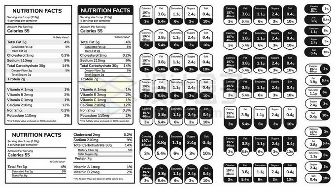 各种黑白色产品配料表食品营养成分表商品说明书表格6540483矢量图片免抠素材免费下载 UI-第1张
