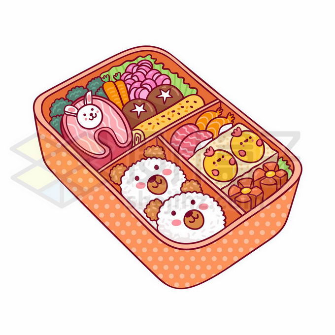 卡通饭盒中的美味美食各种寿司健康食物2636860矢量图片免抠素材免费