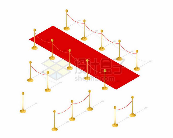 2.5D风格红地毯和迎宾杆红色的挂绳4746204矢量图片素材免费下载 商务职场-第1张