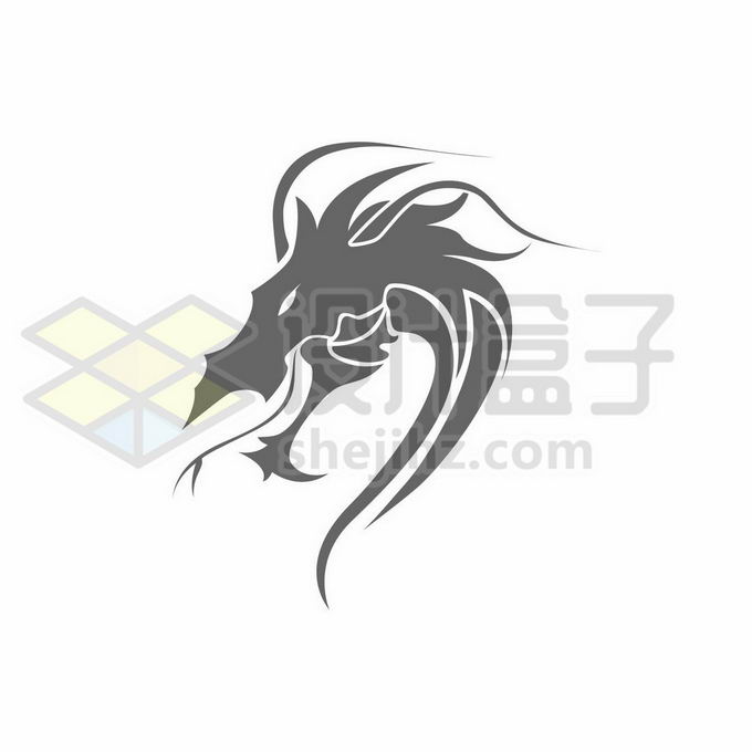 灰色中国龙巨龙神龙的龙头图案创意logo设计方案3991687矢量图片免抠