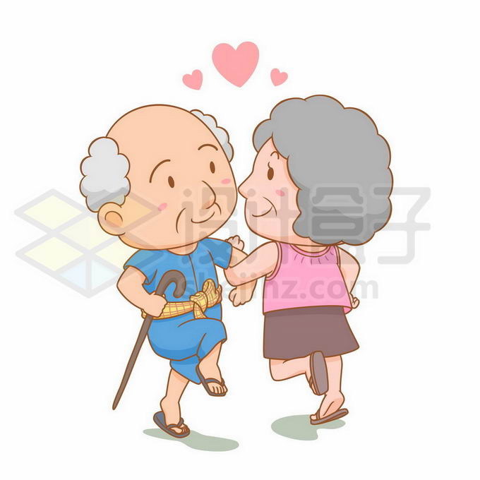 两个卡通老头老太太正在跳舞广场舞快乐退休老年生活8354510矢量图片