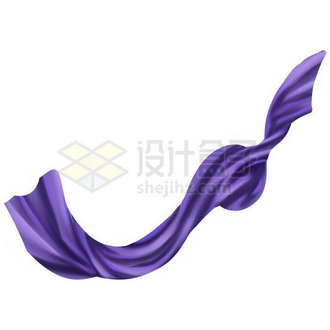 飘舞的深紫色旗帜丝巾装饰免抠图片素材 装饰素材-第1张