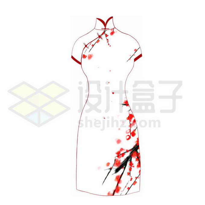 红色腊梅旗袍中国传统服装4294258图片素材下载 生活素材-第1张