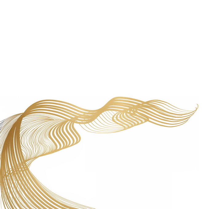 金色线性线条波浪线组成的抽象装饰图案2023150图片素材 线条形状-第1张