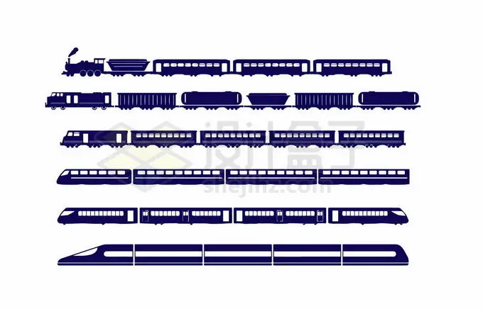 各种蒸汽火车列车高铁轨道交通剪影4808509向量图片素材 交通运输-第1张