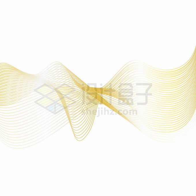 金色线性线条波浪线组成的曲线抽象装饰图案4200741向量图片素材 线条形状-第1张