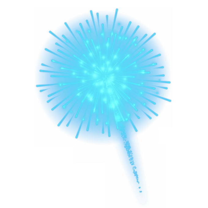 绚丽的天蓝色烟花爆炸效果9702262免抠图片素材 效果元素-第1张