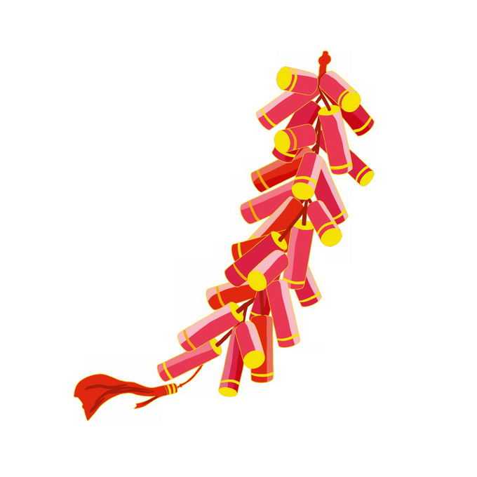 一串新年春节卡通红色鞭炮装饰5393080免抠图片素材