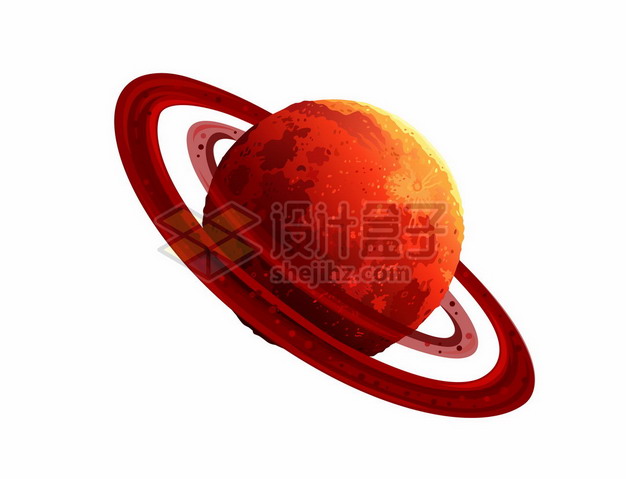 一颗带光环的红色星球水彩插画5118577矢量图片免抠素材 科学地理-第1张