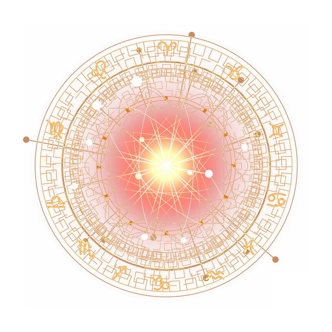 金色发光效果星盘占星术命运之轮图案8105515免抠图片素材