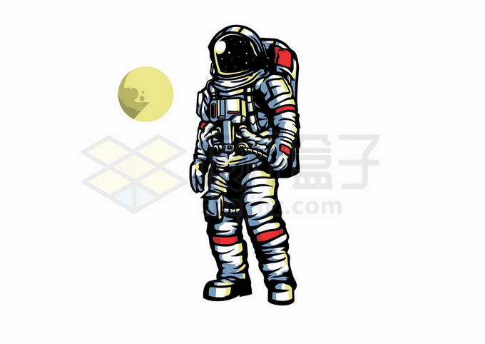 手绘风格身穿宇航服的宇航员宇宙探索插画4540362矢量图片免抠素材 人物素材-第1张