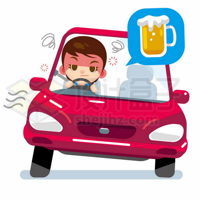卡通醉酒司机正在开车禁止酒驾2641526矢量图片免抠素材 交通运输-第1张