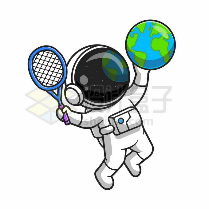 卡通宇航员把地球当网球1176889矢量图片免抠素材 军事科幻-第1张