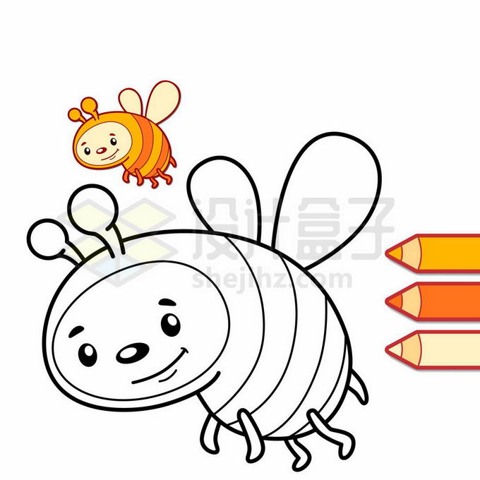 卡通蜜蜂填颜色游戏儿童画板涂色游戏1526430矢量图片免抠素材 休闲娱乐-第1张