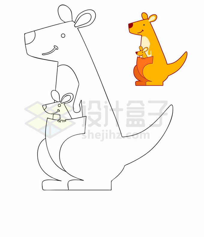 卡通袋鼠填颜色游戏儿童画板涂色游戏7457564矢量图片免抠素材 休闲娱乐-第1张