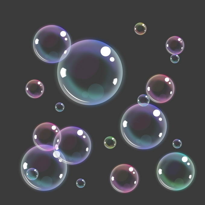 彩色七彩的气泡水泡肥皂泡吹泡泡8437149免抠图片素材 漂浮元素