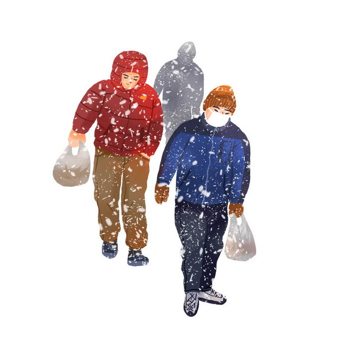 冬天大雪天里艰难行走的人群1491241免抠图片素材 人物素材-第1张