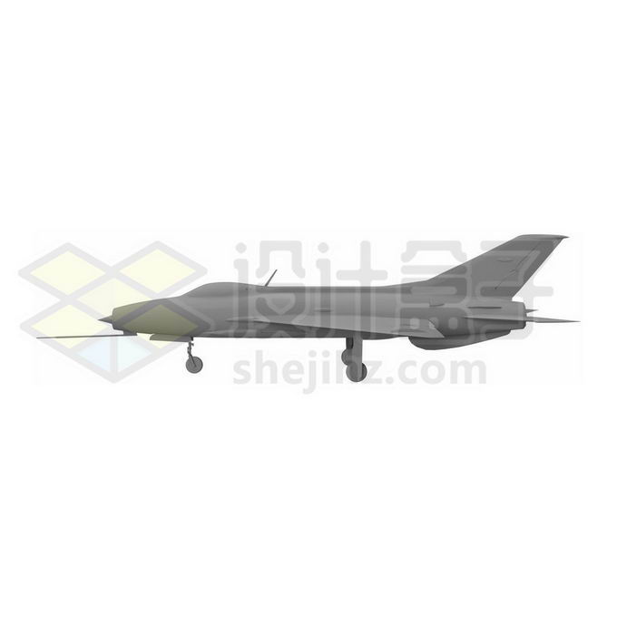 一架银灰色歼7战斗机3D模型4721550免抠图片素材 军事科幻-第1张
