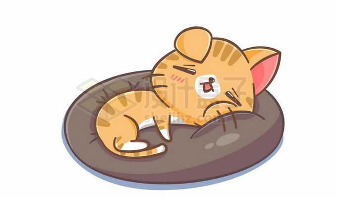 正在窝里睡觉的卡通猫咪橘猫1607233矢量图片免抠素材